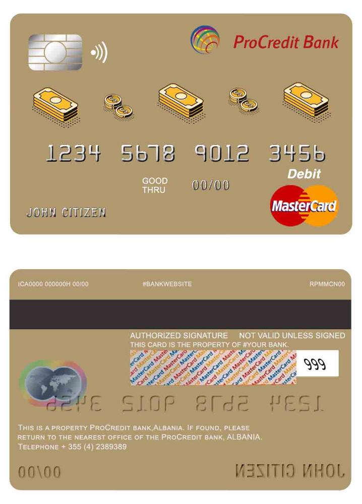Albania Procredit bank master debit card